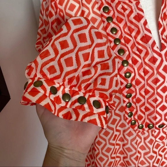 41 Hawthorn Stitch Fix Orange Studded Flowy Blouse - Picture 5 of 10